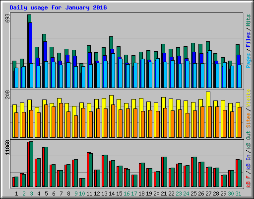 Daily usage for January 2016
