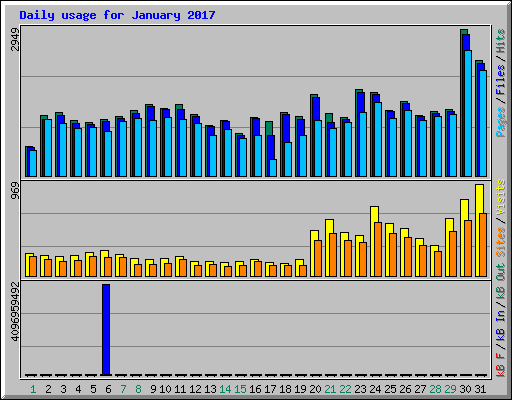 Daily usage for January 2017