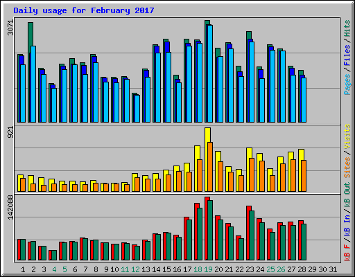Daily usage for February 2017