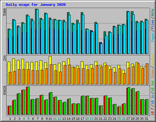 Daily usage for January 2020