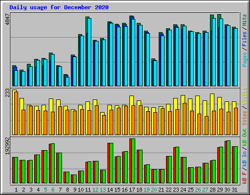 Daily usage for December 2020