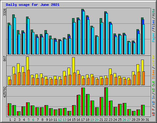 Daily usage for June 2021