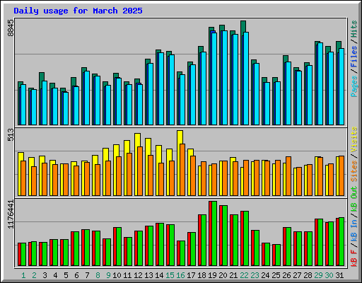 Daily usage for March 2025