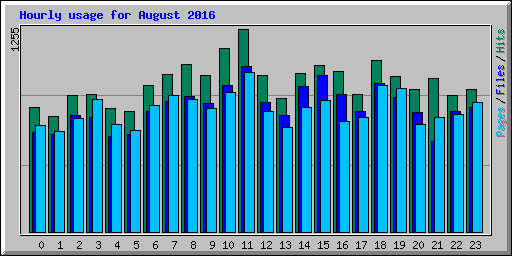 Hourly usage for August 2016