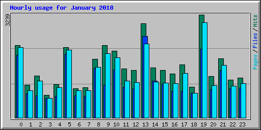 Hourly usage for January 2018