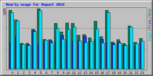 Hourly usage for August 2019